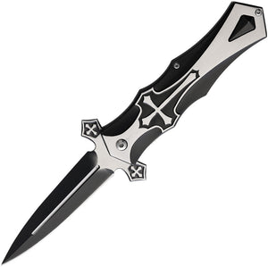 S-TEC Knives Cross Linerlock Black Folding 5" Pocket Knife 272508BK