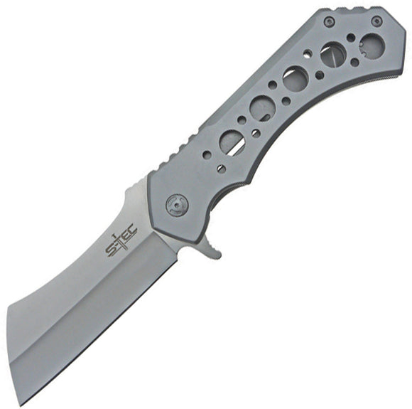 S-TEC Framelock Cleaver Silver Folding Stainless Steel Pocket Knife S004SLL