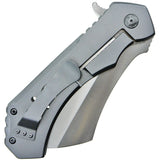 S-TEC Framelock Cleaver Silver Folding Stainless Steel Pocket Knife S004SLL