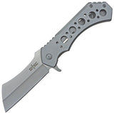 S-TEC Framelock Cleaver Silver Folding Stainless Steel Pocket Knife S004SLL