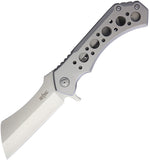 S-TEC Framelock Cleaver Silver Folding Stainless Steel Pocket Knife S004SL