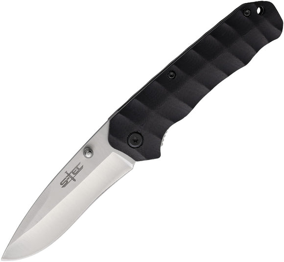 S-TEC Linerlock Black G10 Folding Stainless Steel Pocket Knife S027