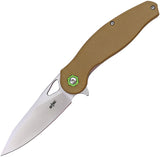 S-TEC Linerlock Tan G10 Folding 14C28N Stainless Steel Pocket Knife S502BR