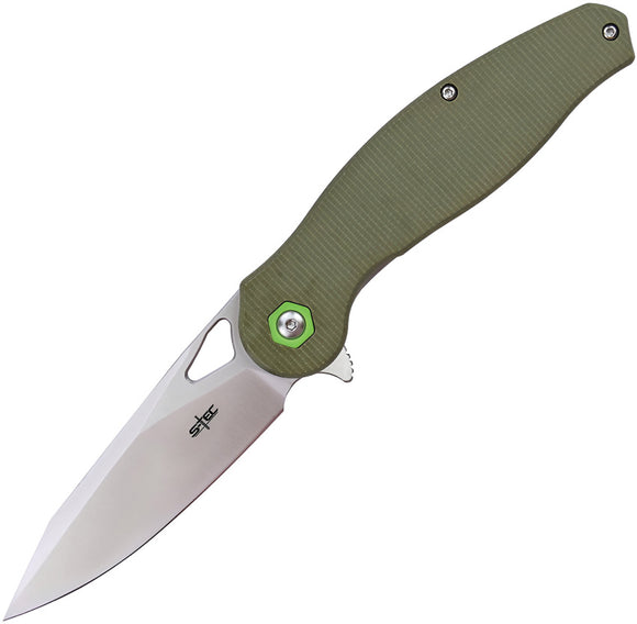 S-TEC Linerlock Green G10 Folding 14C28N Stainless Steel Pocket Knife S502GN