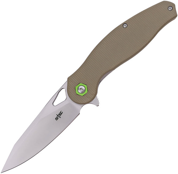 S-TEC Linerlock Khaki G10 Folding 14C28N Stainless Steel Pocket Knife S502K