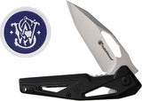 Smith & Wesson Linerlock Black Folding Pocket Knife w/ Challenge Coin P1208867