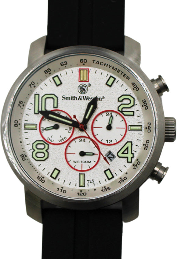 Smith & Wesson Tritium Chronograph Black Leather Strap Wrist Watch W1500GRY