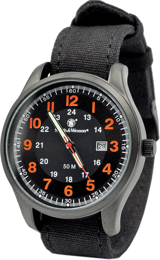 Smith & Wesson Cadet Black & Orange Strap Water Resistant Wrist Watch W369OR