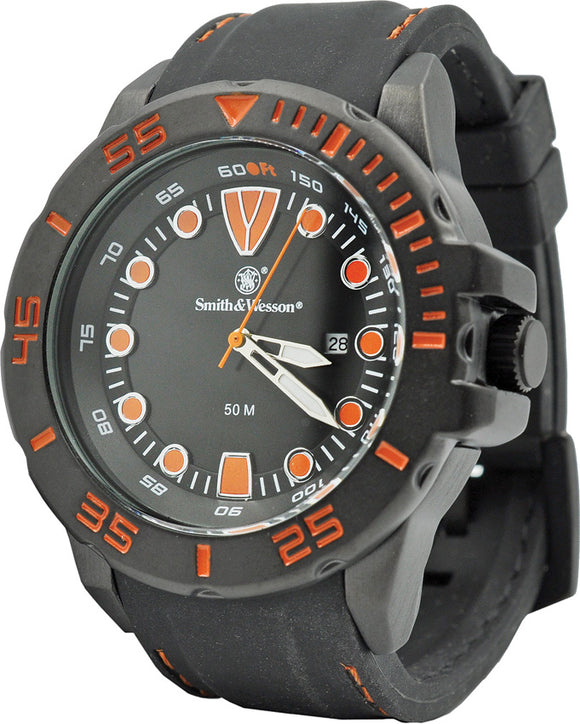 Smith & Wesson Scout Black & Orange Rubber Strap Wrist Watch W582OR