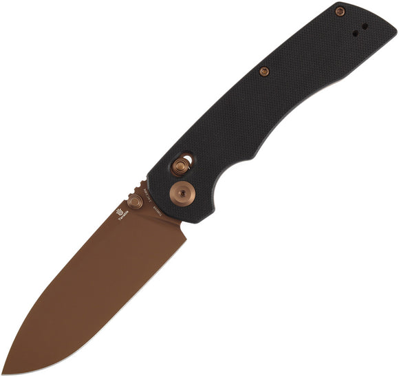 Tenable Knives Kryo Crossbar Lock Black G10 Folding Rose Gold 14C28N Pocket Knife 1001V8