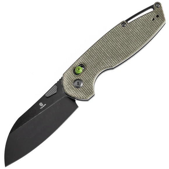 Tenable Knives Model 6 Crossbar Lock Green Micarta Folding 14C28N Pocket Knife 1022V2