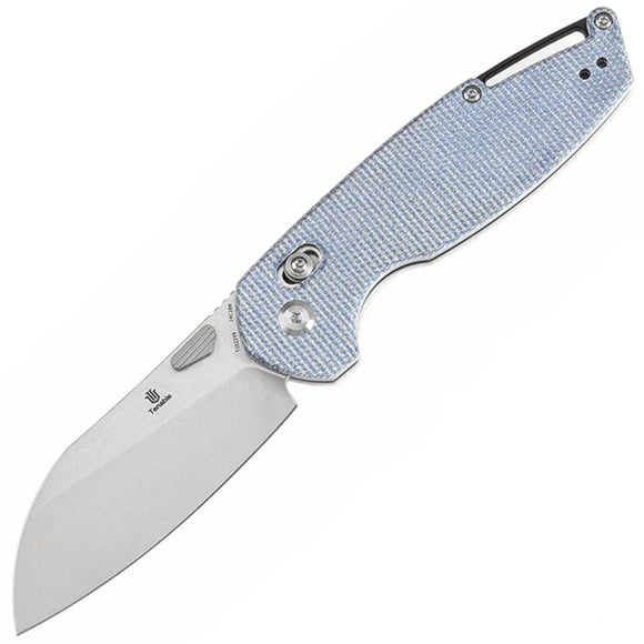 Tenable Knives Model 6 Crossbar Lock Blue Micarta Folding 14C28N Pocket Knife 1022V6