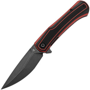 Tenable Knives Kratos Linerlock Black & Red G10 Folding Nitro-V Pocket Knife 1024A1