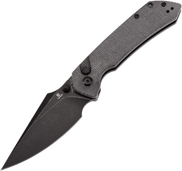 Tenable Knives Fenrir Button Lock Black Micarta Folding 14C28N Pocket Knife 1034F6