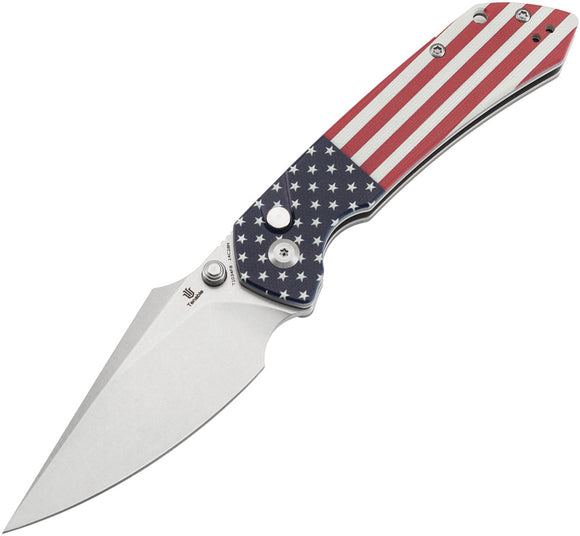 Tenable Knives Fenrir Button Lock American Flag G10 Folding 14C28N Pocket Knife 1034F8