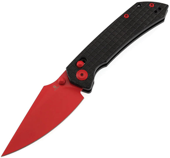 Tenable Knives Fenrir Crossbar Lock Black Frag Aluminum Folding Red Nitro-V Knife 1034V10