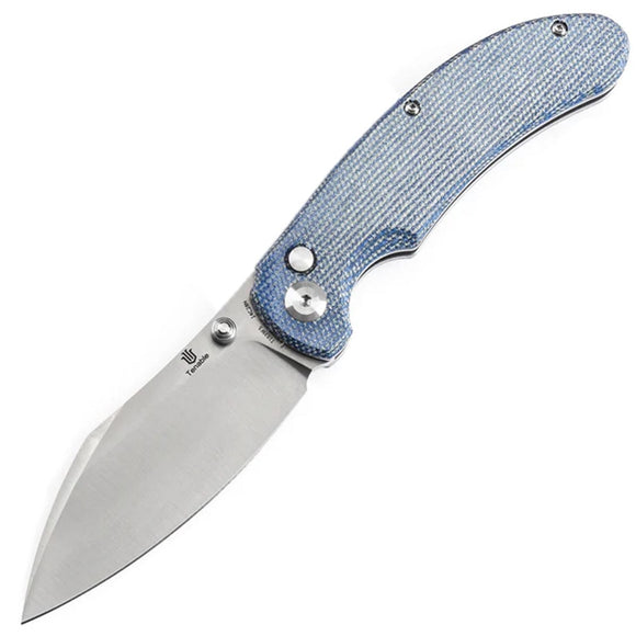 Tenable Knives Nesstreet Button Lock Blue Micarta Folding 14C28N Pocket Knife 1039F5
