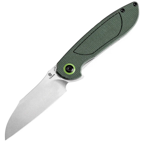 Tenable Knives Prometheus Linerlock Green Micarta Folding 14C28N Pocket Knife T1040A2
