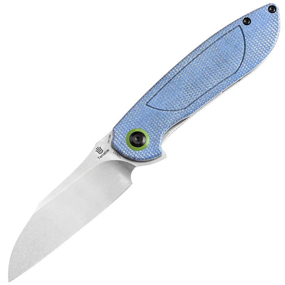 Tenable Knives Prometheus Linerlock Blue Micarta Folding 14C28N Pocket Knife T1040A3