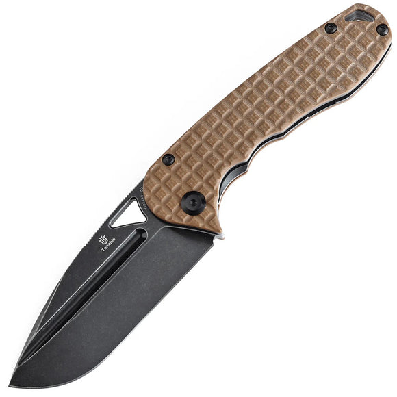 Tenable Knives Bömbur Linerlock Brown Frag G10 Folding D2 Steel Pocket Knife 1054A2