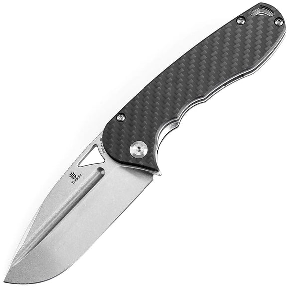 Tenable Knives Bömbur Linerlock Twill Carbon Fiber Folding D2 Steel Pocket Knife 1054A3