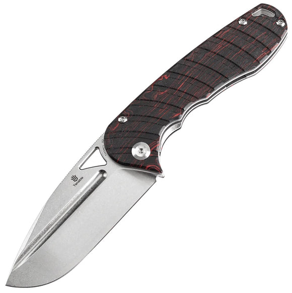 Tenable Knives Bömbur Linerlock Black & Red G-Mascus Folding D2 Steel Pocket Knife 1054C1