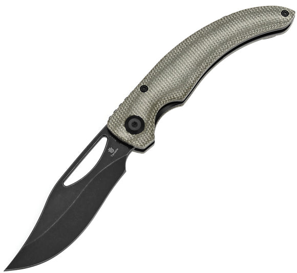 Tenable Knives Gideon Linerlock Green Micarta Folding Nitro-V Pocket Knife 1119A6