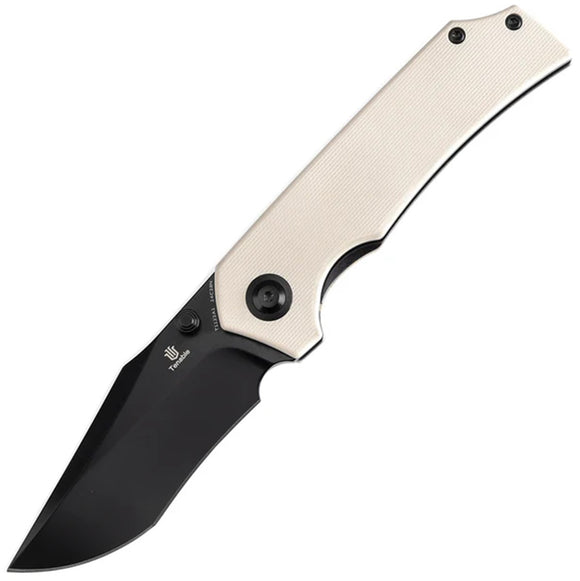 Tenable Knives Fermi Linerlock Ivory White G10 Folding 14C28N Pocket Knife T1122A1