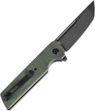 Tenable Knives Anomaly Linerlock Green Micarta Folding Nitro-V Tanto Pocket Knife 2038T2