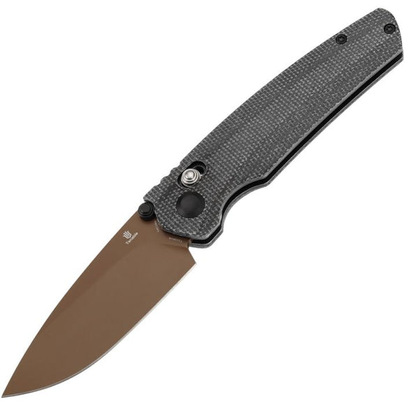 Tenable Knives Raven Crossbar Lock Black Micarta Folding Rose Gold 14C28N Pocket Knife 2109V6