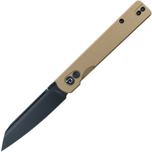 Defcon Operator Button Lock Desert Tan Aluminum Folding Sandvik 14C28N Pocket Knife 013DM