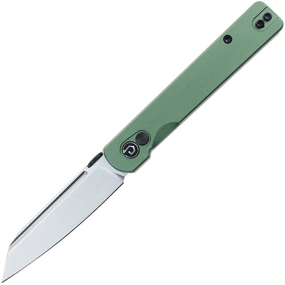Defcon Operator Button Lock Green Aluminum Folding Sandvik 14C28N Pocket Knife 013OD