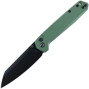 Defcon Tier2 Button Lock Green Aluminum Folding Sandvik 14C28N Pocket Knife 015OD