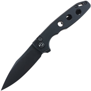 Defcon Ghost Button Lock Black Aluminum Folding Sandvik 14C28N Pocket Knife 016BK