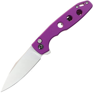Defcon Ghost Button Lock Purple Aluminum Folding Sandvik 14C28N Pocket Knife 016PP