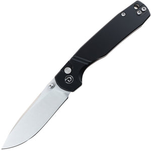 Defcon Delta Button Lock Black Aluminum Folding Sandvik 14C28N Pocket Knife 017BK