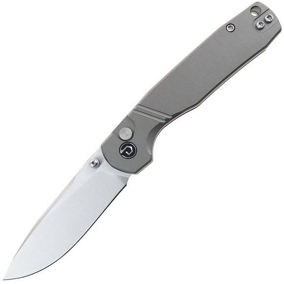 Defcon Delta Button Lock Gunmetal Gray Aluminum Folding Sandvik 14C28N Pocket Knife 017GY
