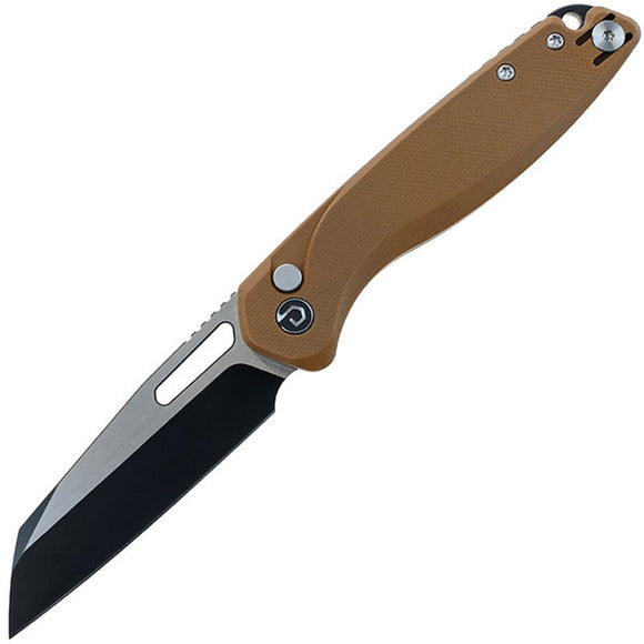 Defcon Warhawk Button Lock Brown G10 Folding Sandvik 14C28N Pocket Knife 020BR