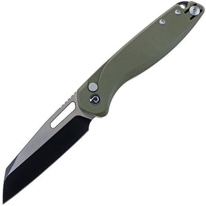 Defcon Warhawk Button Lock OD Green G10 Folding Sandvik 14C28N Pocket Knife 020OD