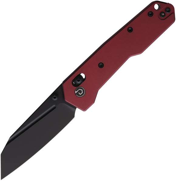 Defcon Axis Lock Dark Red Aluminum Folding 14C28N Sandvik Pocket Knife 021PP