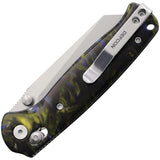 Defcon Artifact Axis Lock Blue & Gold Resin Folding 14C28N Pocket Knife 024BKBL