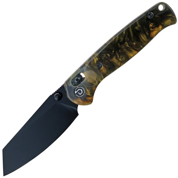 Defcon Artifact Axis Lock Black & Gold Resin Folding 14C28N Pocket Knife 024BKGD