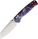 Defcon Artifact Axis Lock Blue & White & Red Resin Folding 14C28N Pocket Knife 024BLGN