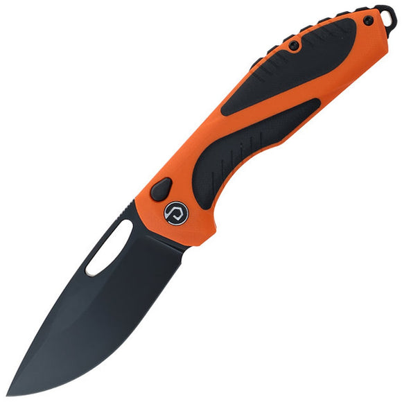 Defcon Black Fang Button Lock Orange & Black G10 Folding MagnaCut Knife 1002OGBK