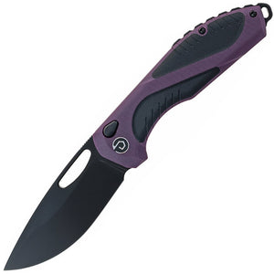 Defcon Black Fang Button Lock Purple & Black G10 Folding MagnaCut Knife 1002PPBK