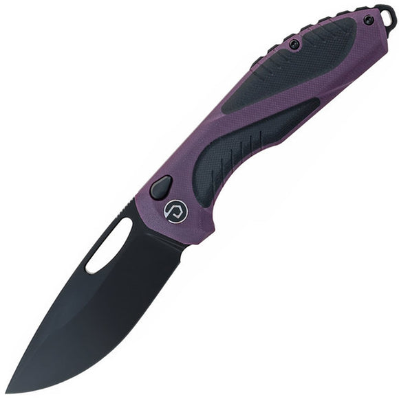 Defcon Black Fang Button Lock Purple & Black G10 Folding MagnaCut Knife 1002PPBK