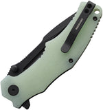 Defcon Linerlock Jade G10 Folding Black 14C28N Sandvik Pocket Knife 1004FL1