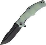 Defcon Linerlock Jade G10 Folding Black 14C28N Sandvik Pocket Knife 1004FL1