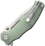 Defcon Linerlock Jade G10 Folding Satin 14C28N Sandvik Pocket Knife 1004FL