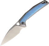 Defcon Framelock Blue Crystallized & Gray Titanium Folding Bohler M390 Pocket Knife 1005BL
